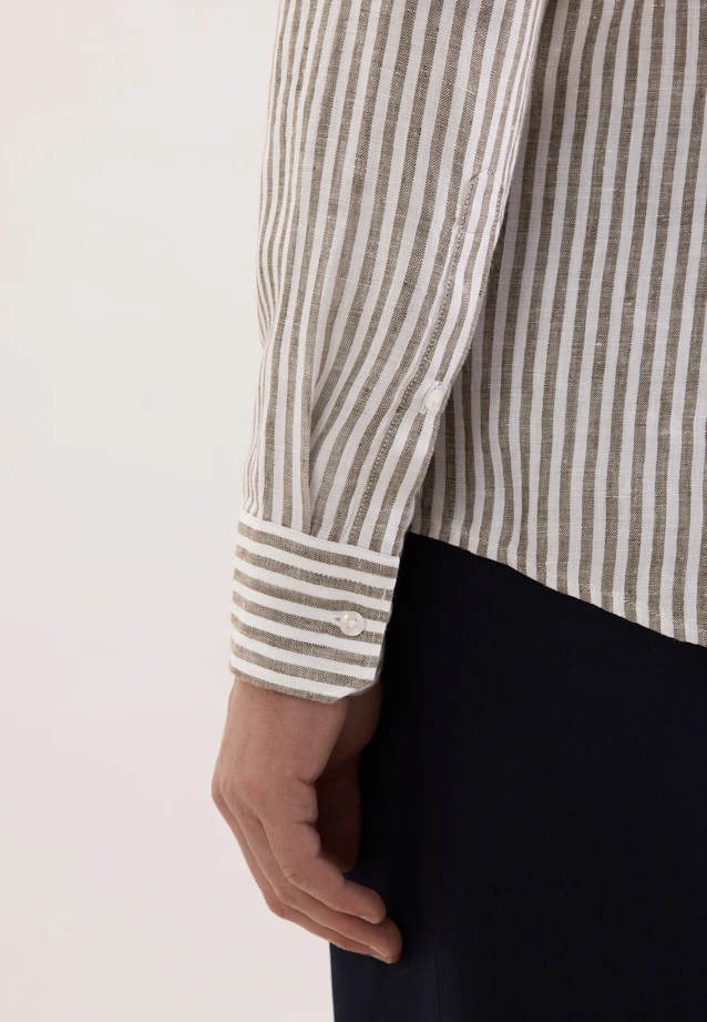 Slim Leinenhemd Gestreift in Grün |  Seidensticker Onlineshop