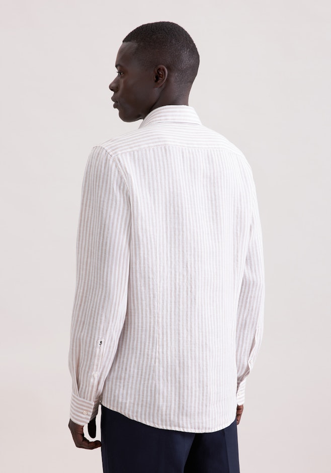 Slim Leinenhemd Gestreift in Beige | Seidensticker Onlineshop