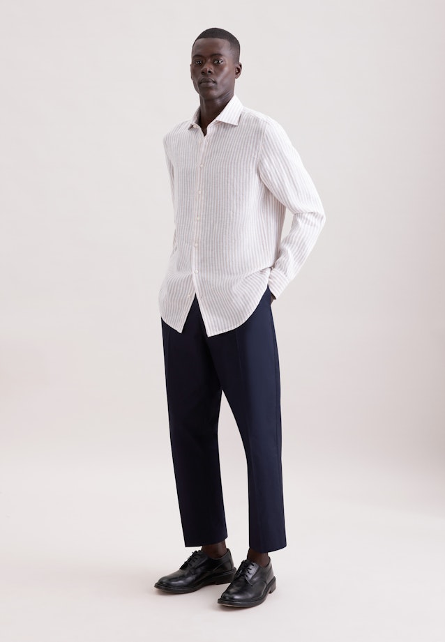 Slim Leinenhemd Gestreift in Beige |  Seidensticker Onlineshop