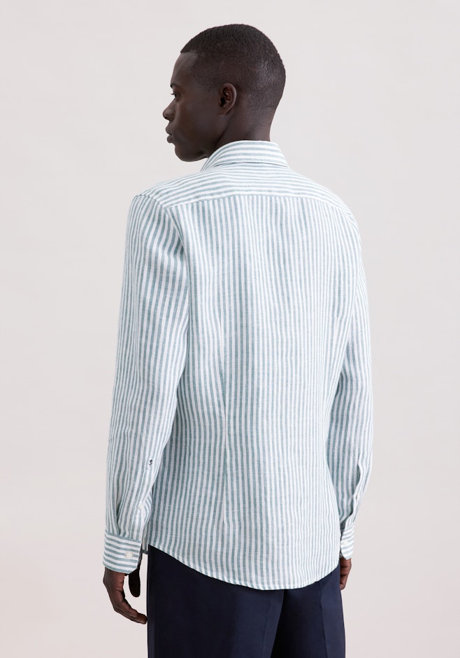Slim Leinenhemd Gestreift in Türkis | Seidensticker Onlineshop