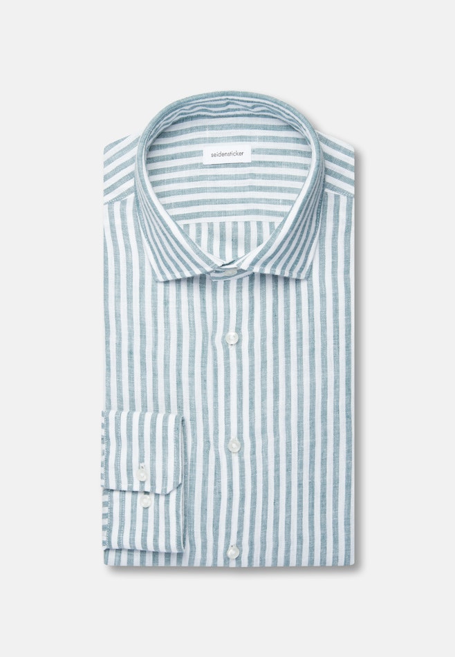 Slim Chemise en lin Rayures dans Turquoise | Boutique en ligne Seidensticker