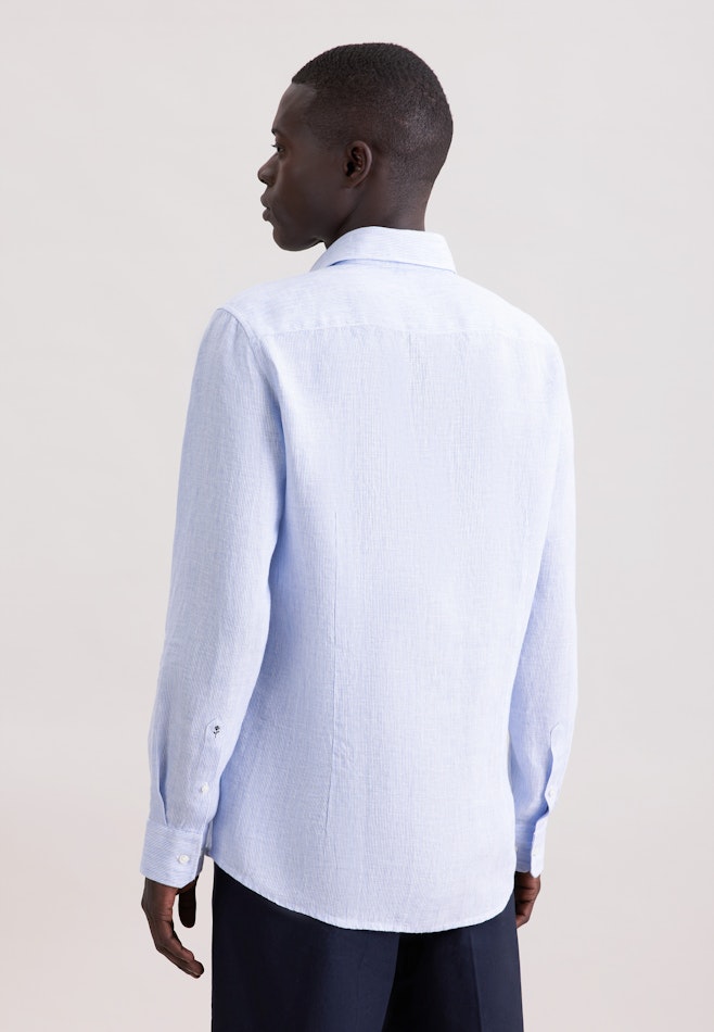 Slim Leinenhemd Gestreift in Mittelblau | Seidensticker Onlineshop