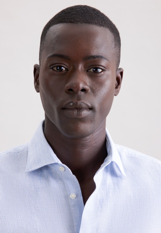 Slim Leinenhemd Gestreift in Mittelblau |  Seidensticker Onlineshop