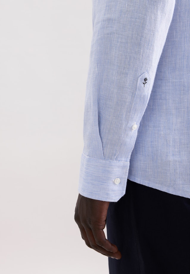 Slim Leinenhemd Gestreift in Mittelblau |  Seidensticker Onlineshop