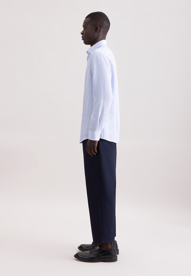Slim Leinenhemd Gestreift in Mittelblau |  Seidensticker Onlineshop