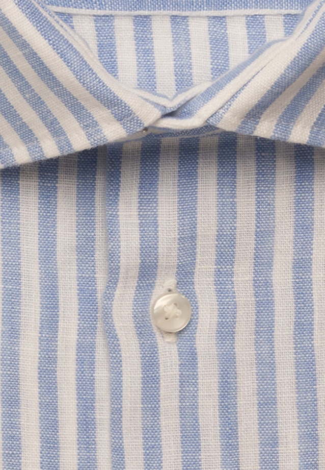 Shaped Leinenhemd Gestreift in Mittelblau |  Seidensticker Onlineshop