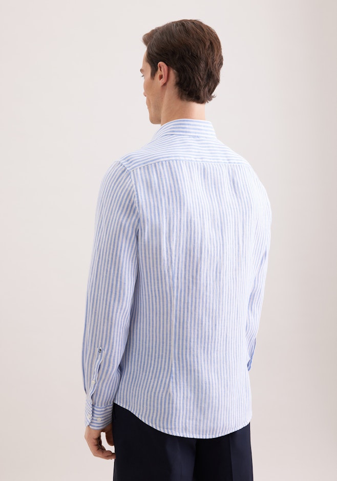 Shaped Chemise en lin Rayures dans Bleu Moyen | Boutique en ligne Seidensticker