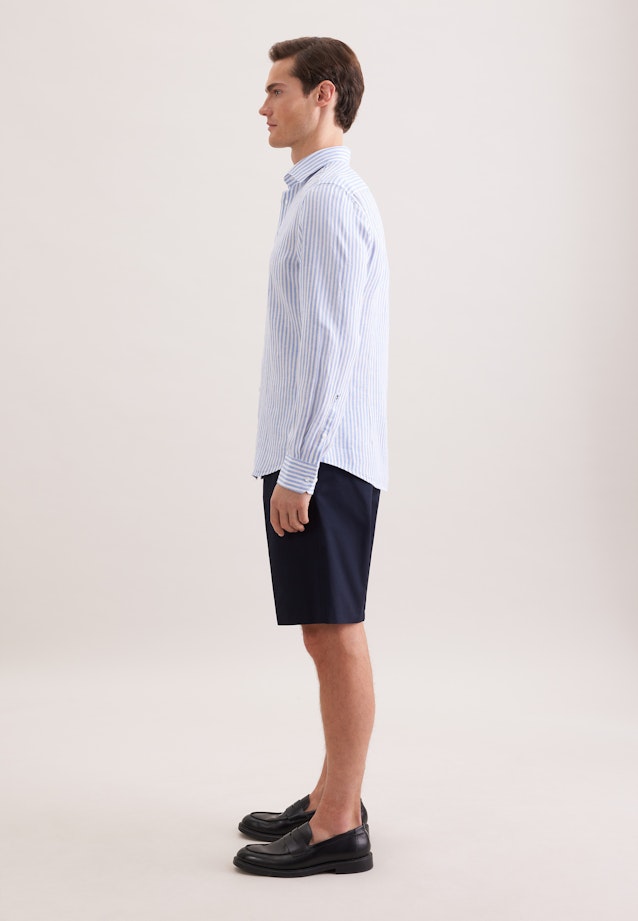 Shaped Chemise en lin Rayures in Bleu Moyen |  Seidensticker Onlineshop