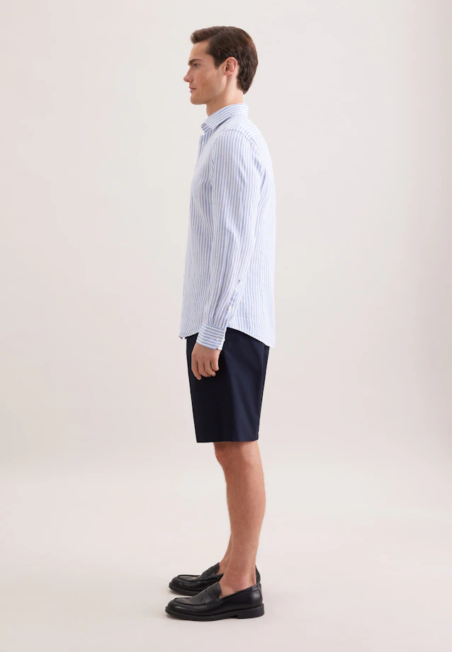 Shaped Chemise en lin Rayures in Bleu Moyen |  Seidensticker Onlineshop