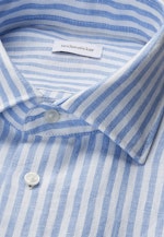 Shaped Leinenhemd Gestreift in Mittelblau |  Seidensticker Onlineshop