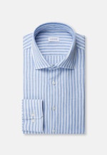 Shaped Leinenhemd Gestreift in Mittelblau |  Seidensticker Onlineshop