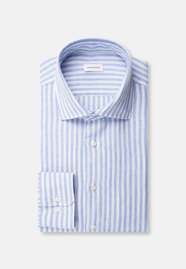 Shaped Chemise en lin Rayures in Bleu Moyen |  Seidensticker Onlineshop