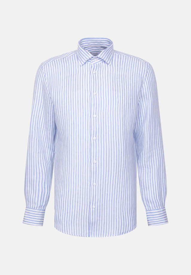 Shaped Chemise en lin Rayures in Bleu Moyen |  Seidensticker Onlineshop