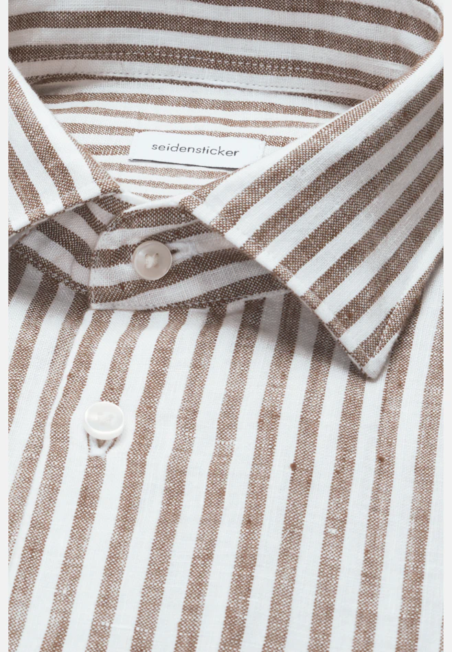 Shaped Linen shirt Stripes in Grün | Seidensticker online shop