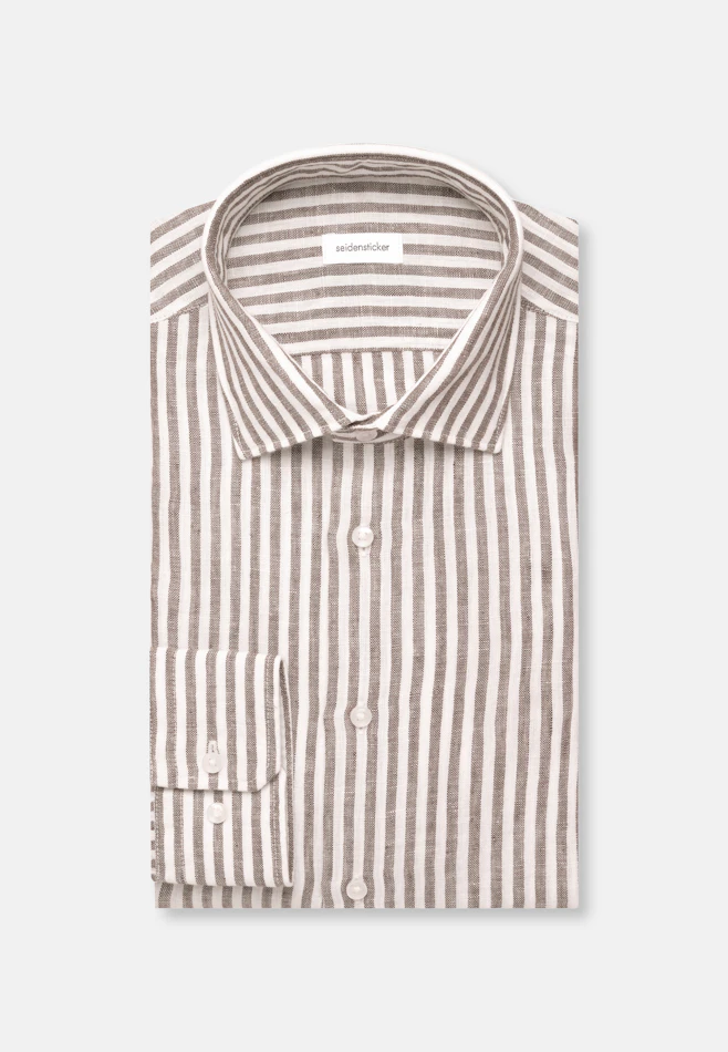 Shaped Linen shirt Stripes in Grün | Seidensticker online shop