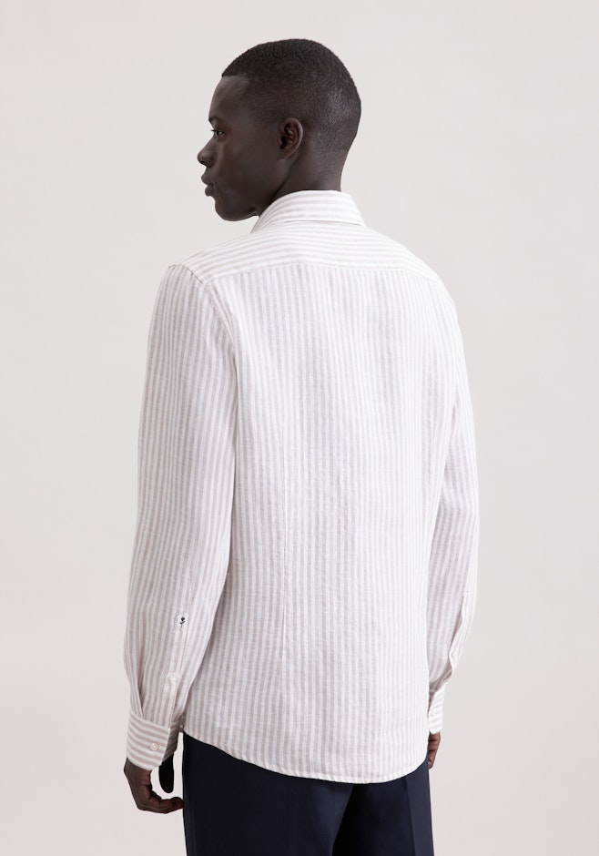 Shaped Chemise en lin Rayures dans Beige | Boutique en ligne Seidensticker