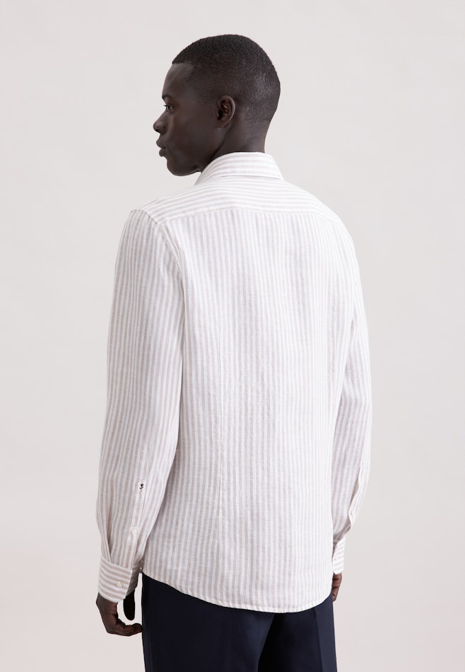 Shaped Chemise en lin Rayures dans Beige | Boutique en ligne Seidensticker