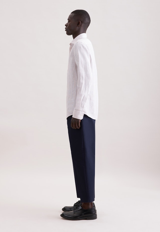 Shaped Leinenhemd Gestreift in Beige |  Seidensticker Onlineshop