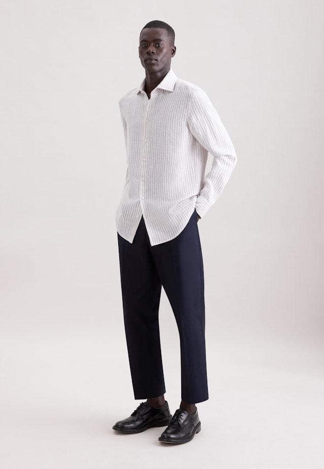 Shaped Chemise en lin Rayures in Beige |  Seidensticker Onlineshop