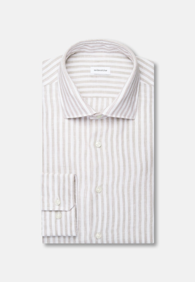 Shaped Chemise en lin Rayures in Beige |  Seidensticker Onlineshop