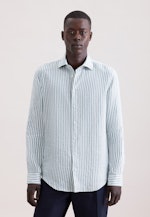 Shaped Leinenhemd Gestreift in Türkis |  Seidensticker Onlineshop