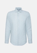 Shaped Leinenhemd Gestreift in Türkis |  Seidensticker Onlineshop