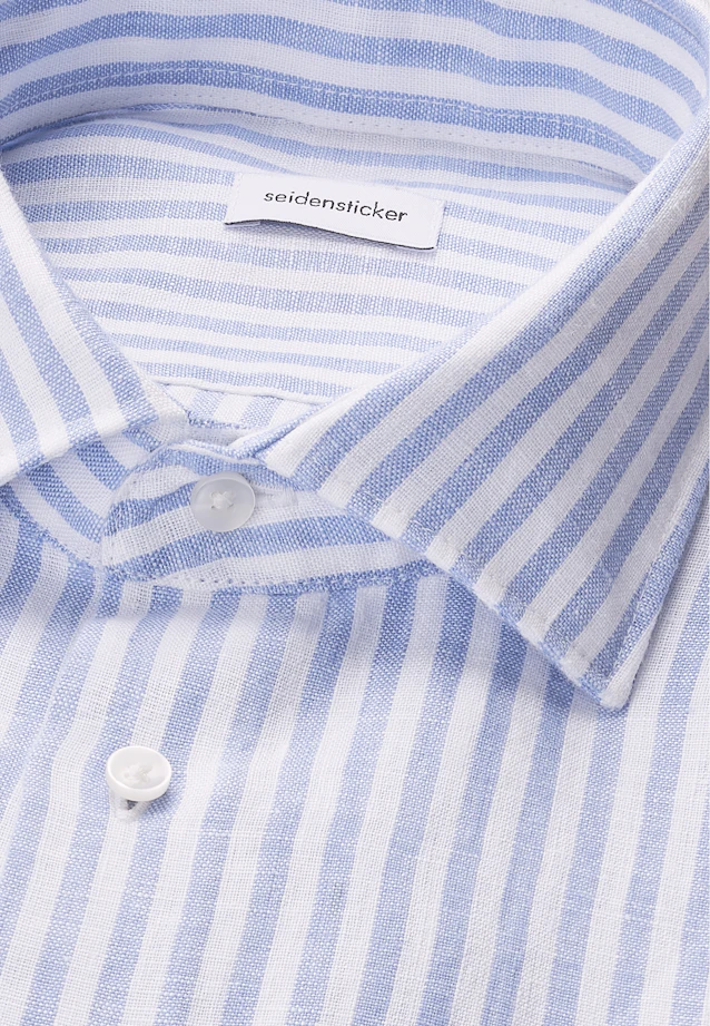 Regular Leinenhemd Gestreift in Mittelblau |  Seidensticker Onlineshop