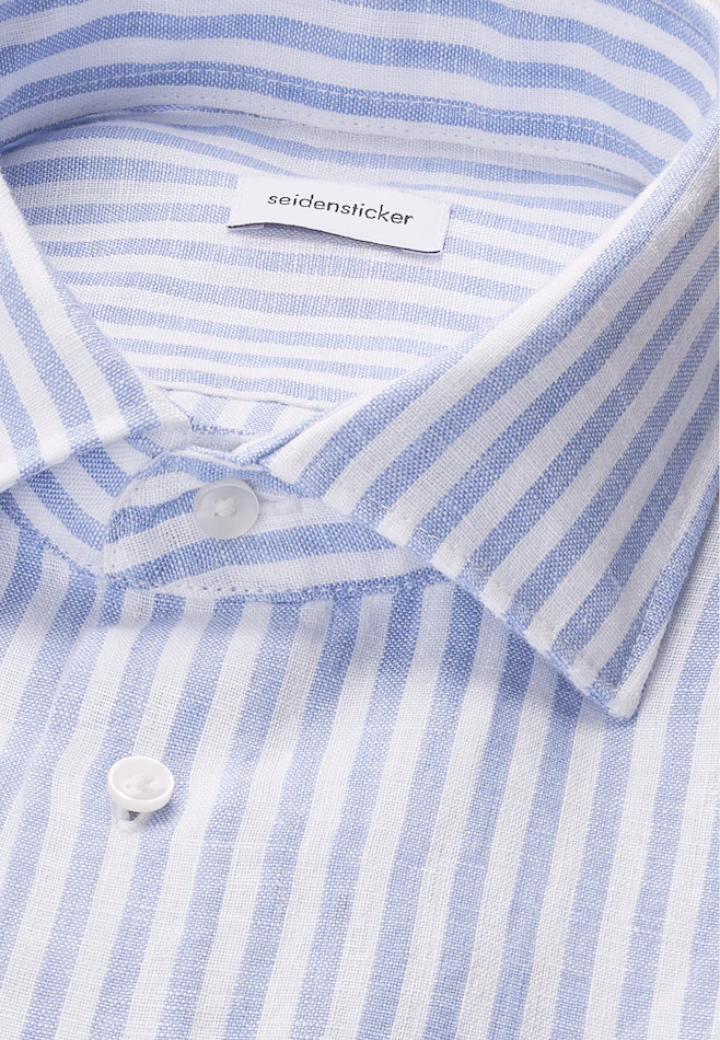 Regular Chemise en lin Rayures dans Bleu Moyen | Boutique en ligne Seidensticker