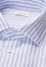 Regular Leinenhemd Gestreift in Mittelblau |  Seidensticker Onlineshop