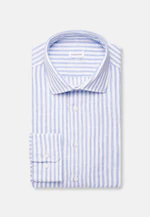 Regular Leinenhemd Gestreift in Mittelblau |  Seidensticker Onlineshop