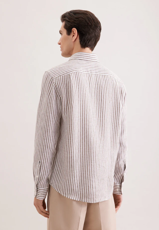 Regular Linen shirt Stripes in Grün |  Seidensticker Onlineshop