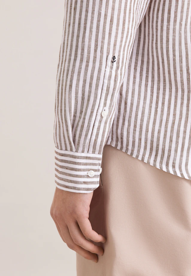 Regular Linen shirt Stripes in Grün |  Seidensticker Onlineshop