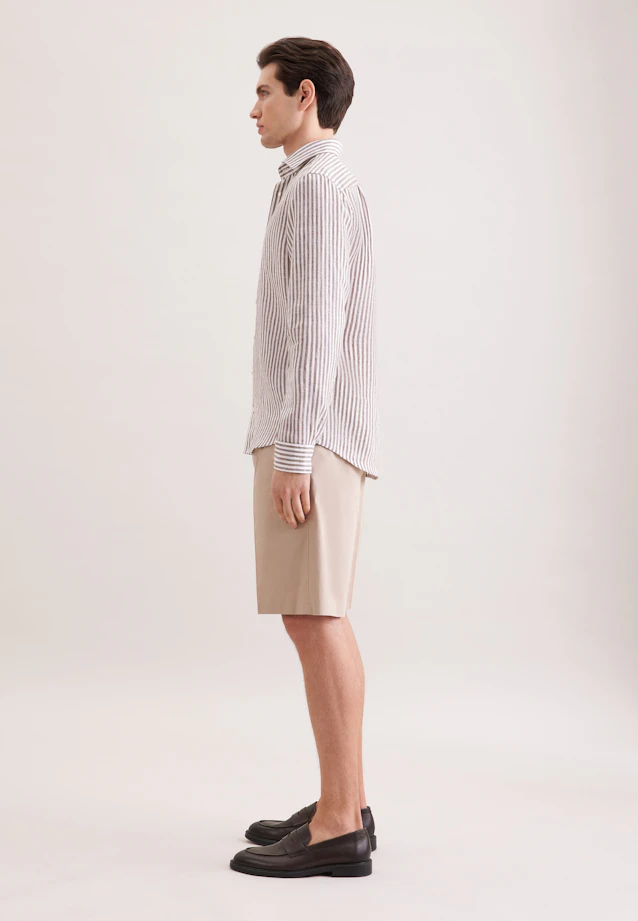 Regular Linen shirt Stripes in Grün |  Seidensticker Onlineshop