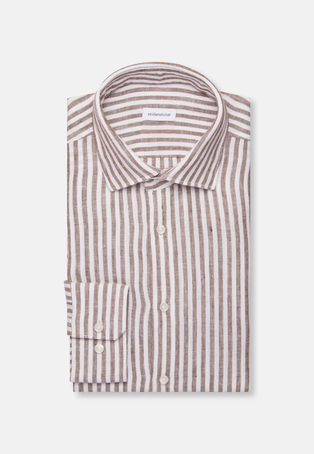 Regular Linen shirt Stripes in Grün |  Seidensticker Onlineshop