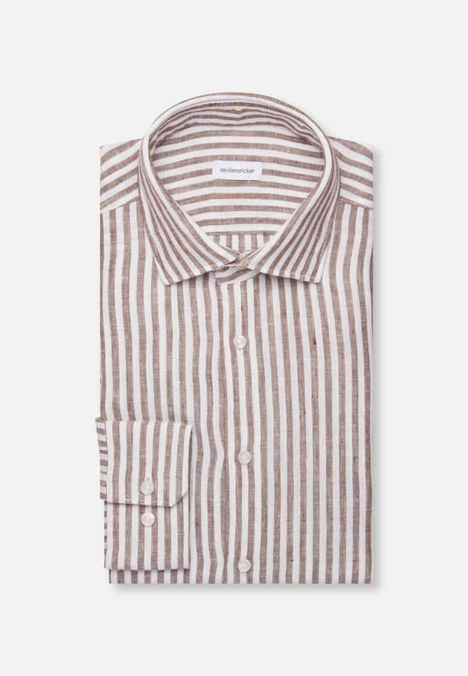 Regular Chemise en lin Rayures dans Vert | Boutique en ligne Seidensticker