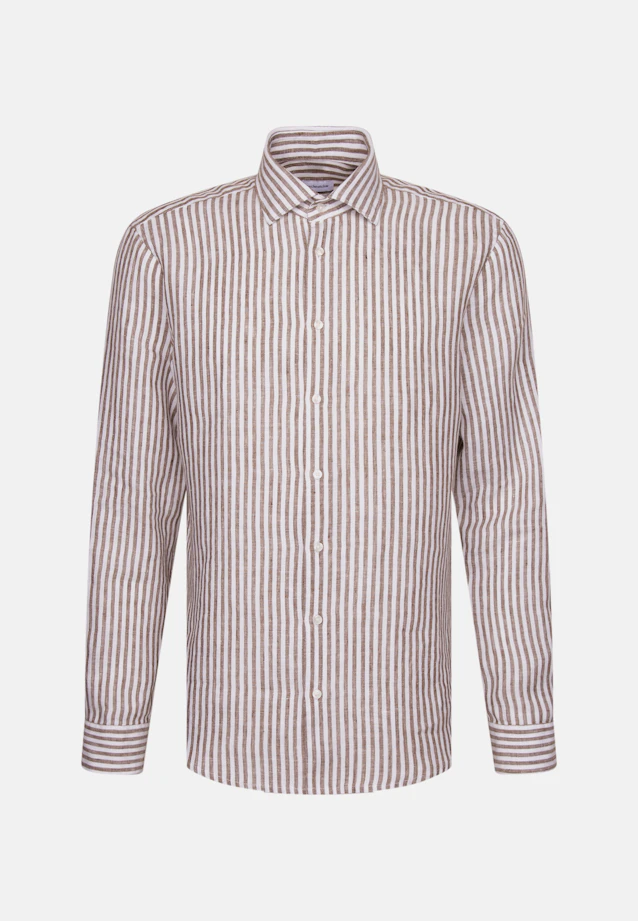 Regular Linen shirt Stripes in Grün |  Seidensticker Onlineshop