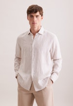 Regular Linen shirt Stripes in Beige |  Seidensticker Onlineshop