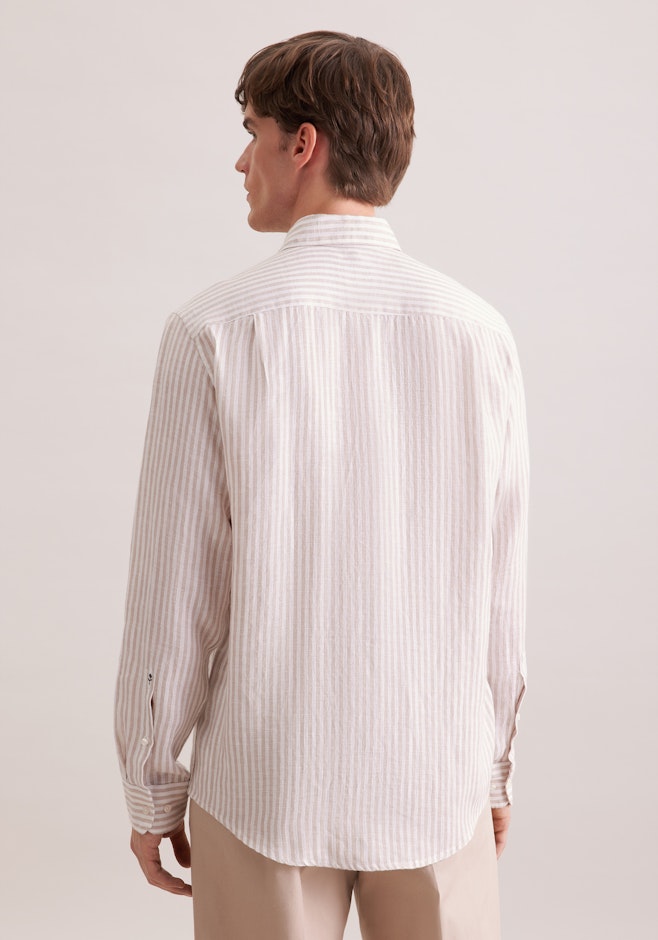 Regular Leinenhemd Gestreift in Beige | Seidensticker Onlineshop