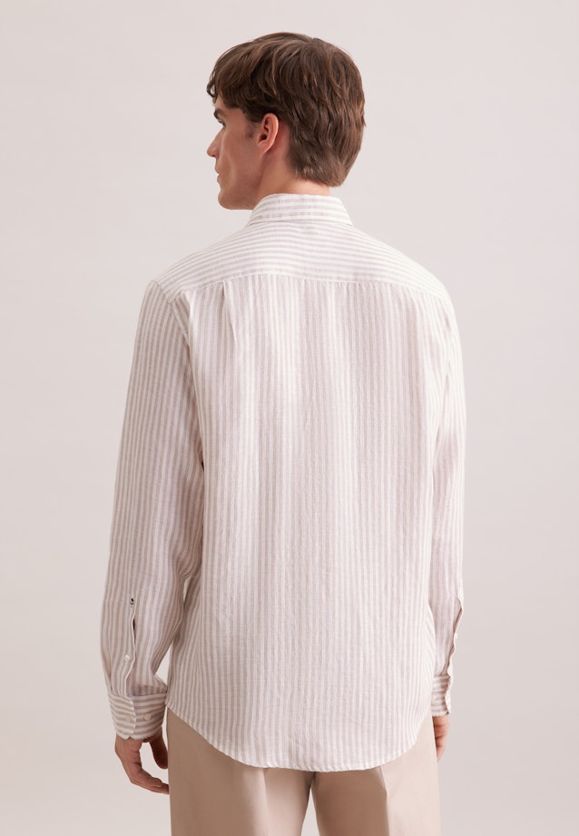 Regular Linen shirt Stripes in Beige |  Seidensticker Onlineshop