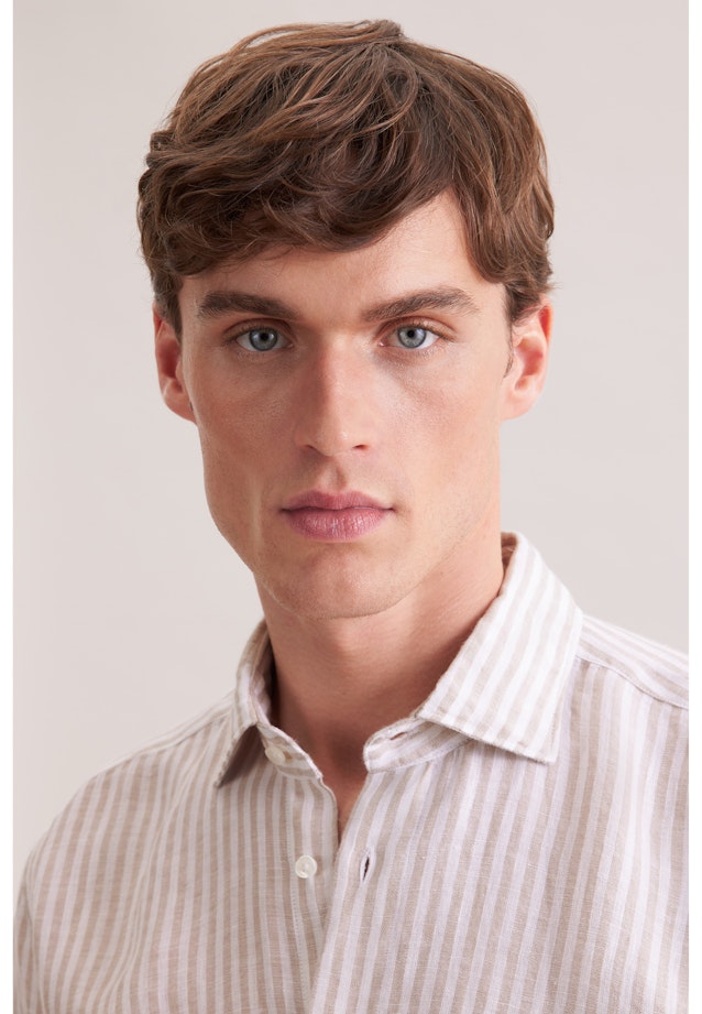 Regular Chemise en lin Rayures in Beige |  Seidensticker Onlineshop