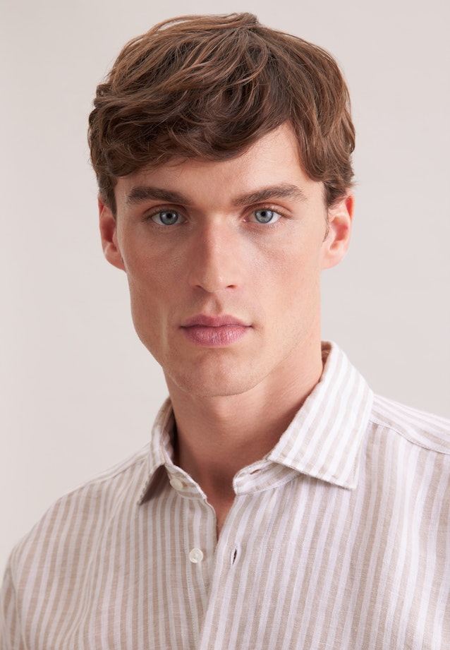 Regular Linen shirt Stripes in Beige |  Seidensticker Onlineshop