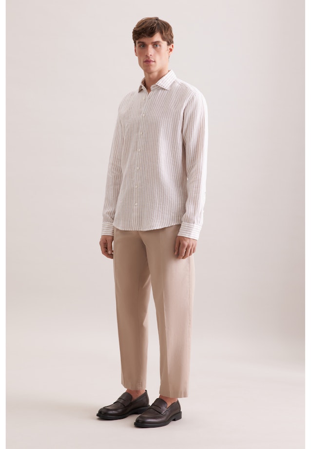 Regular Chemise en lin Rayures in Beige |  Seidensticker Onlineshop