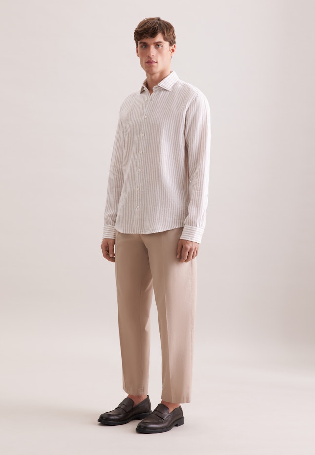 Regular Linen shirt Stripes in Beige |  Seidensticker Onlineshop