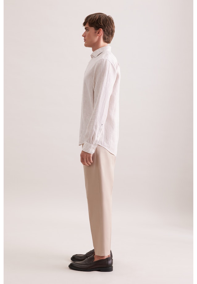 Regular Chemise en lin Rayures in Beige |  Seidensticker Onlineshop