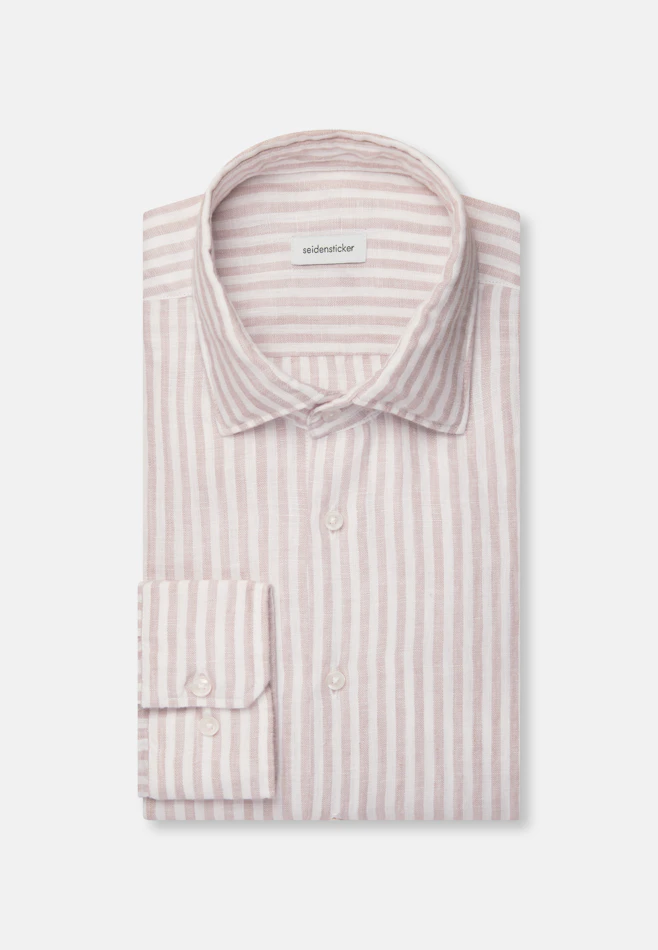 Regular Chemise en lin Rayures dans Beige | Boutique en ligne Seidensticker