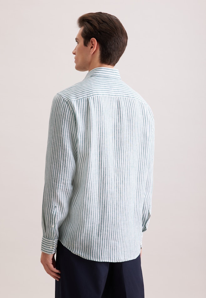 Regular Linen shirt Stripes in Türkis | Seidensticker online shop