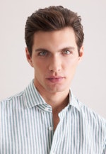 Regular Leinenhemd Gestreift in Türkis |  Seidensticker Onlineshop