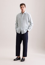 Regular Leinenhemd Gestreift in Türkis |  Seidensticker Onlineshop