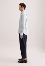 Regular Leinenhemd Gestreift in Türkis |  Seidensticker Onlineshop