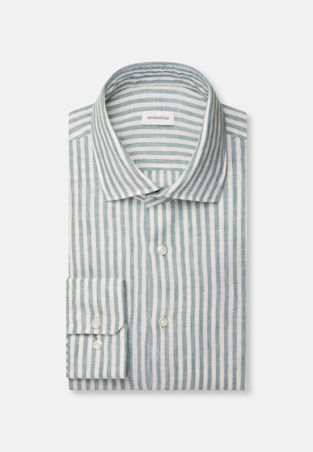 Regular Leinenhemd Gestreift in Türkis |  Seidensticker Onlineshop